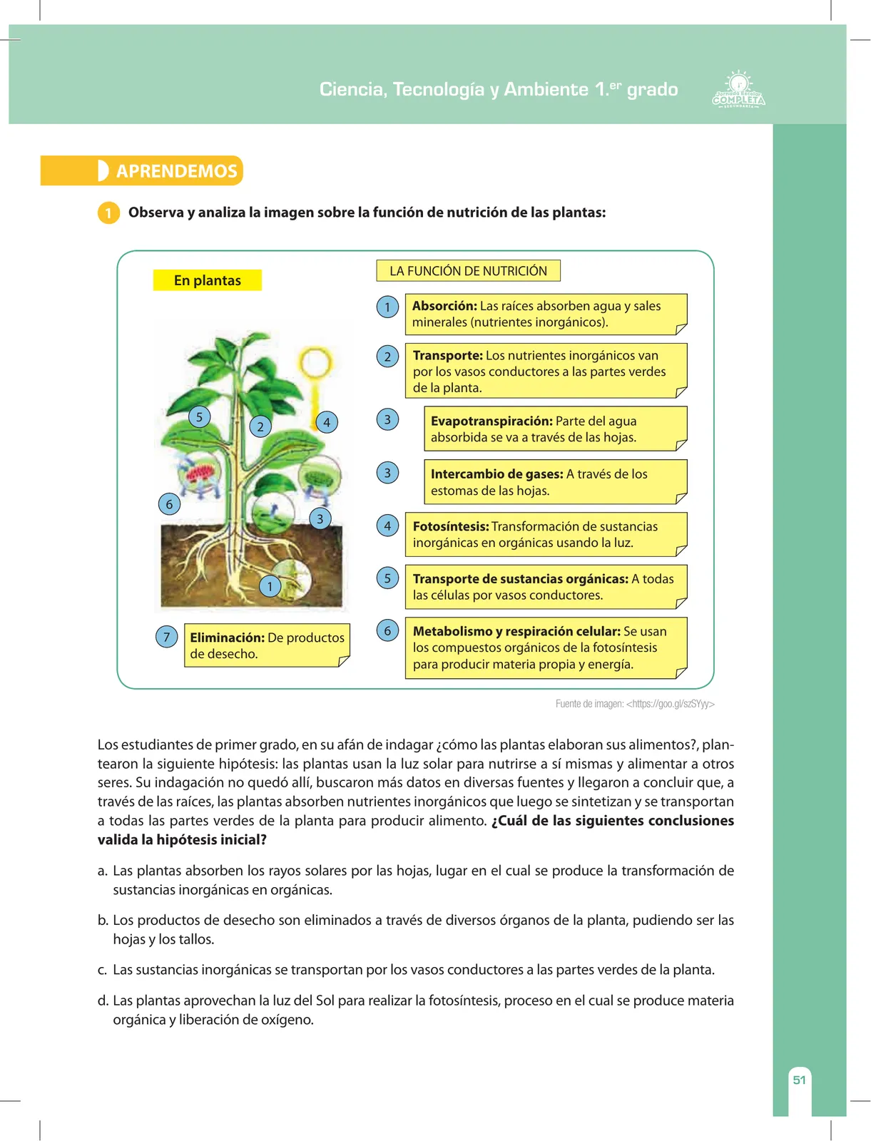 Página 51 de Ciencia, Tecnología y Ambiente 1. Cuaderno de reforzamiento pedagógico - JEC · 2016