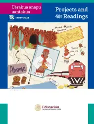 Página de Uérakua anapu uantakua. Projects and Readings.  Libro de Educación Telesecundaria Grado 3°  Ciclo Escolar 2025 - 2026