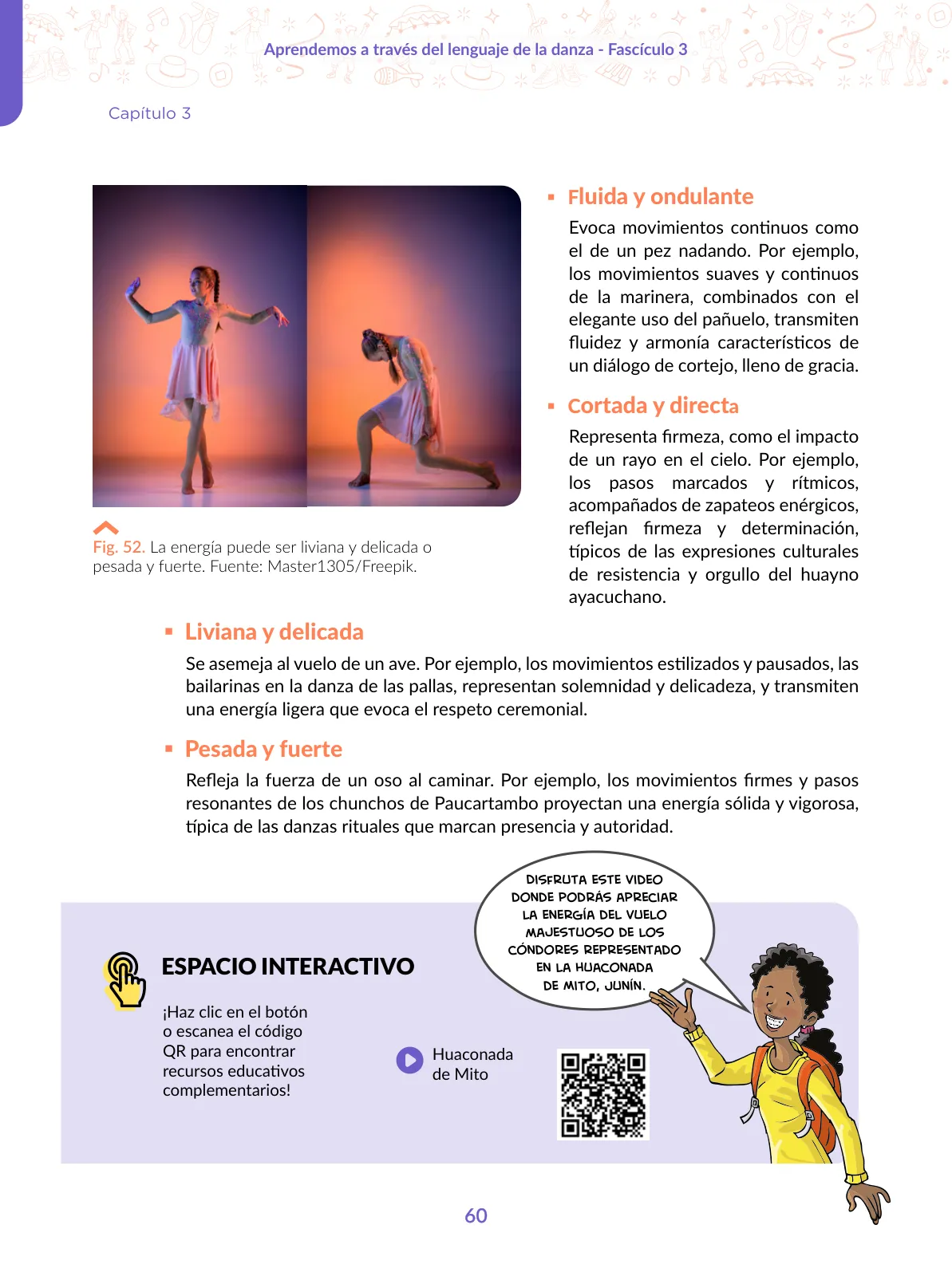 Página 60 de Aprendemos a través del lenguaje de la danza Fascículo 3 para estudiantes de Educación Secundaria · 2024