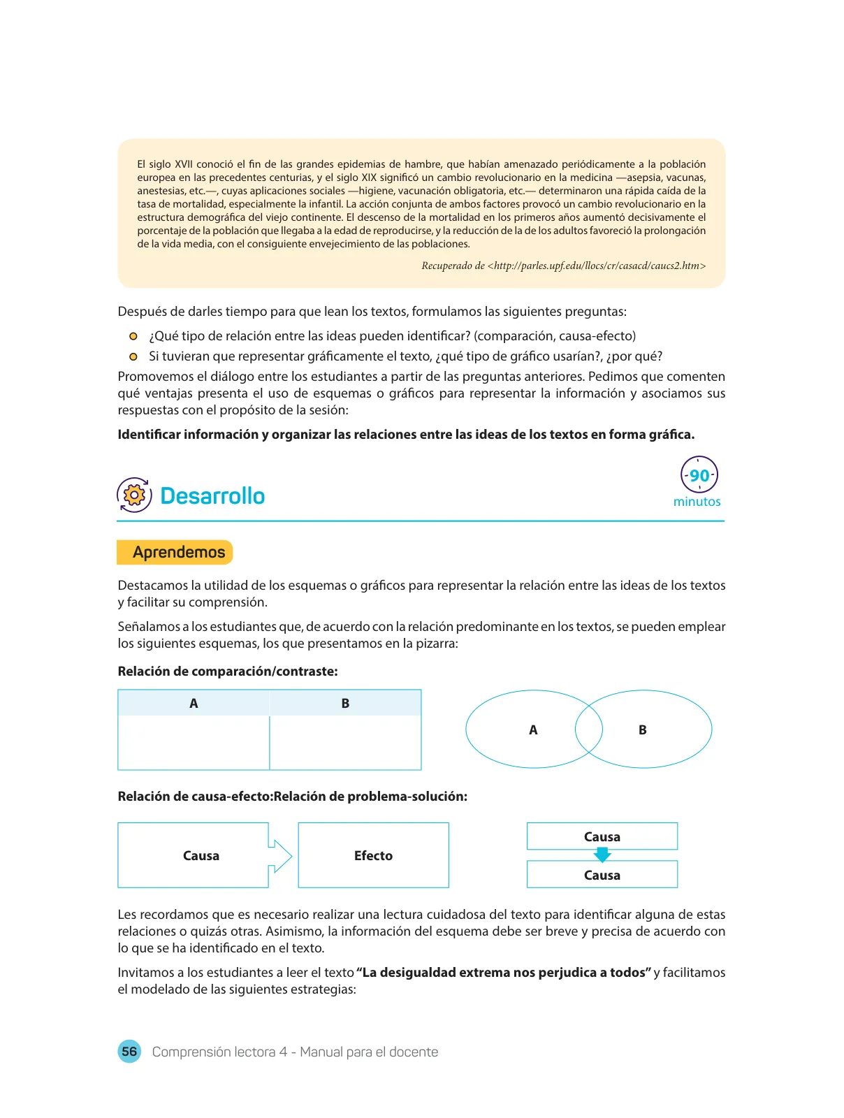 Miniatura página 58 de Comprensión lectora 4 : manual para el docente de cuarto grado de Secundaria · 2017