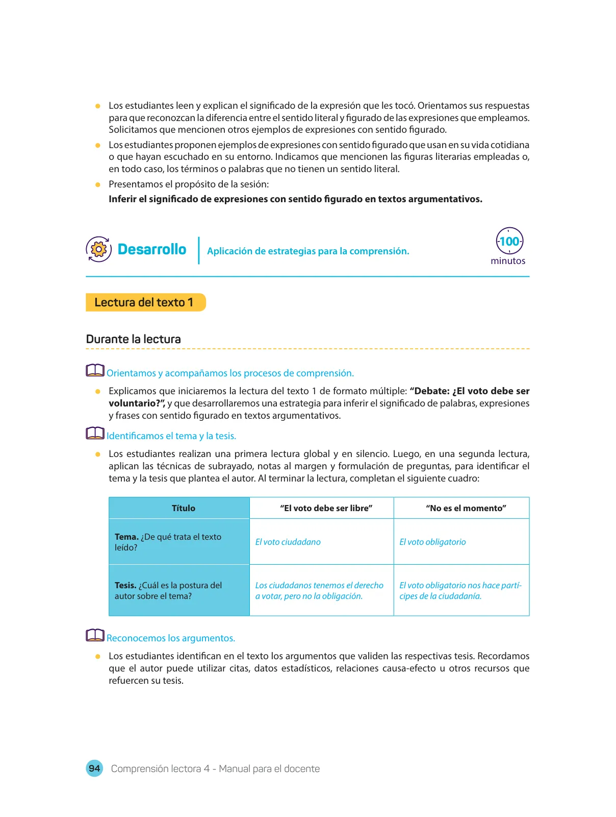 Miniatura página 96 de Comprensión lectora : manual para el docente de cuarto grado de Secundaria 2018 · 2018