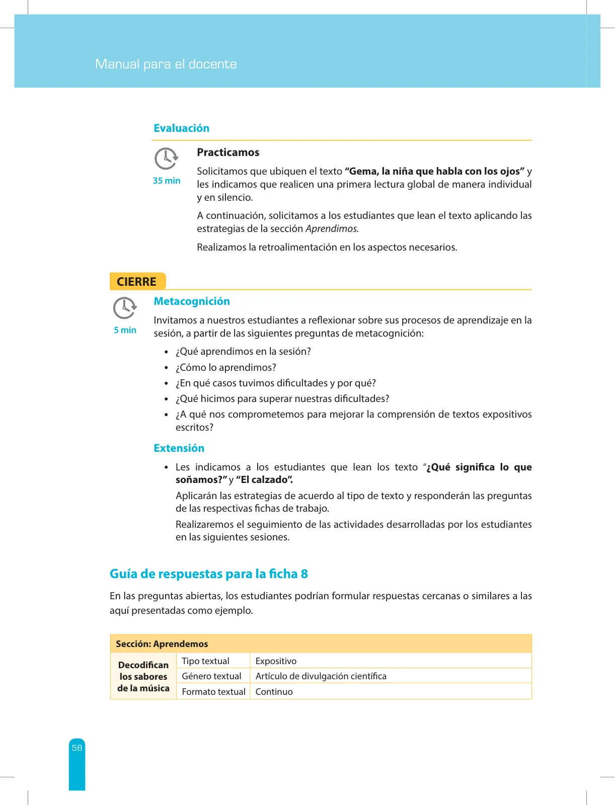 Miniatura página 60 de Comprensión lectora 2 : manual para el docente de segundo grado de Secundaria · 2017