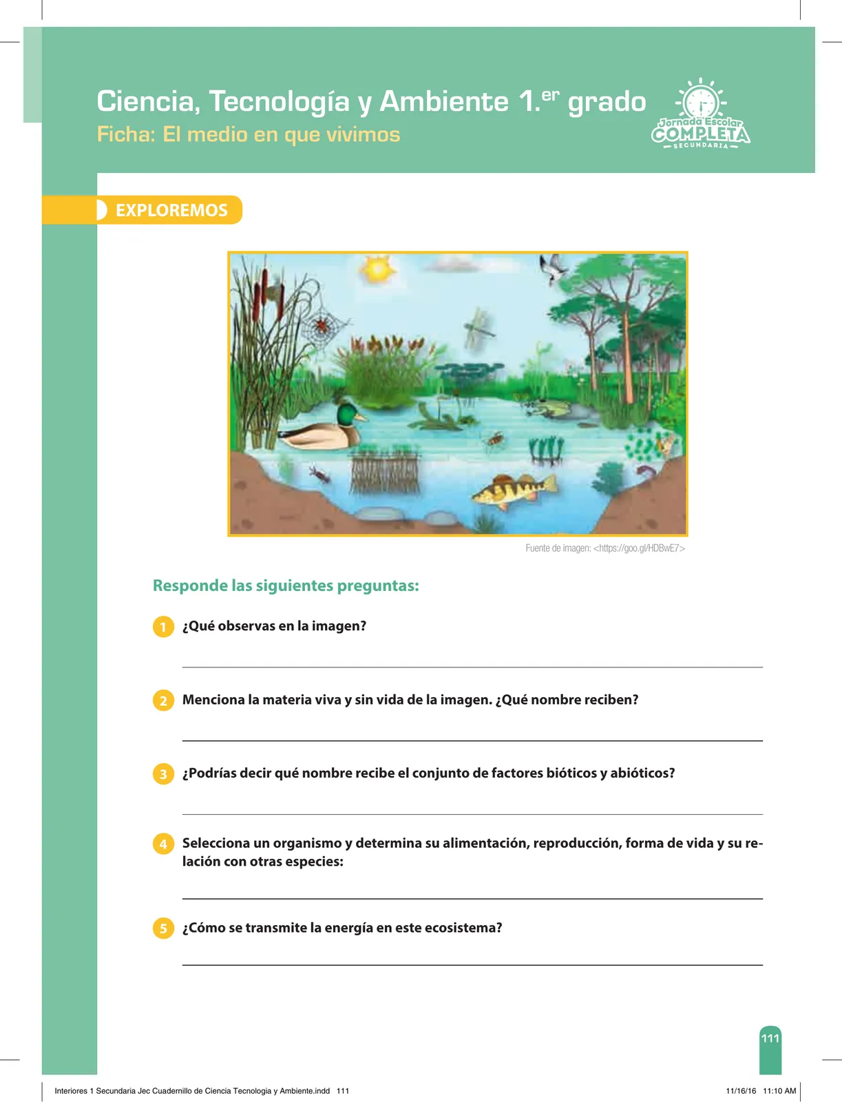 Página 111 de Ciencia, Tecnología y Ambiente 1. Cuaderno de reforzamiento pedagógico - JEC · 2016
