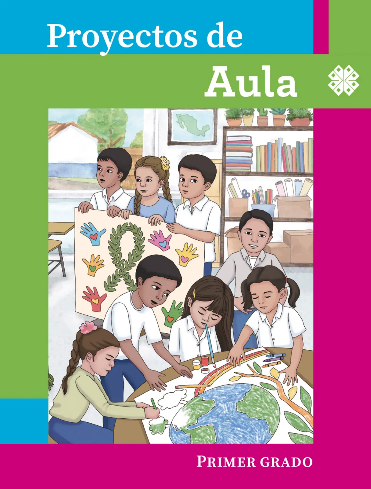 Portada de Proyectos de Aula. Libro de Educación Primaria Grado 1° Ciclo Escolar 2025 - 2026