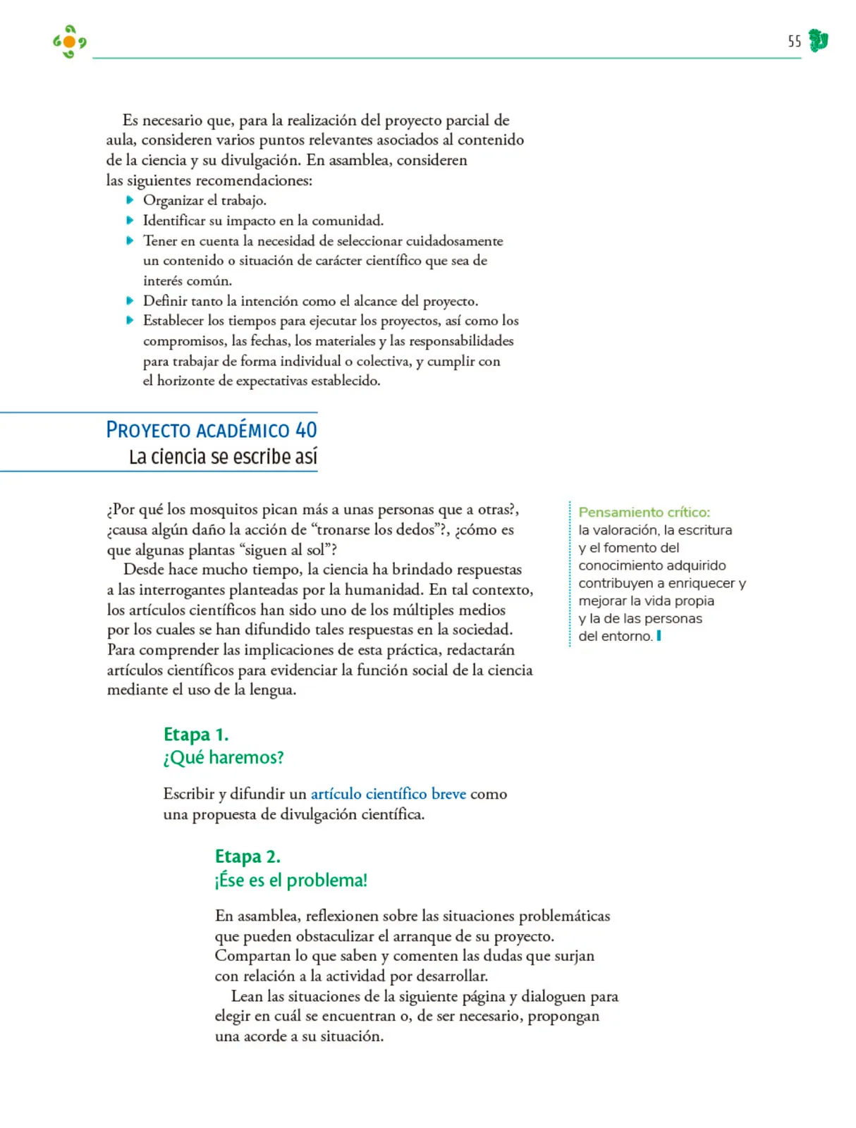 Página 56 de Colección Nanahuatzin. Nuestro libro de Proyectos.  Tomo III.  Libro de Educación Telesecundaria Grado 3°  Ciclo Escolar 2025 - 2026