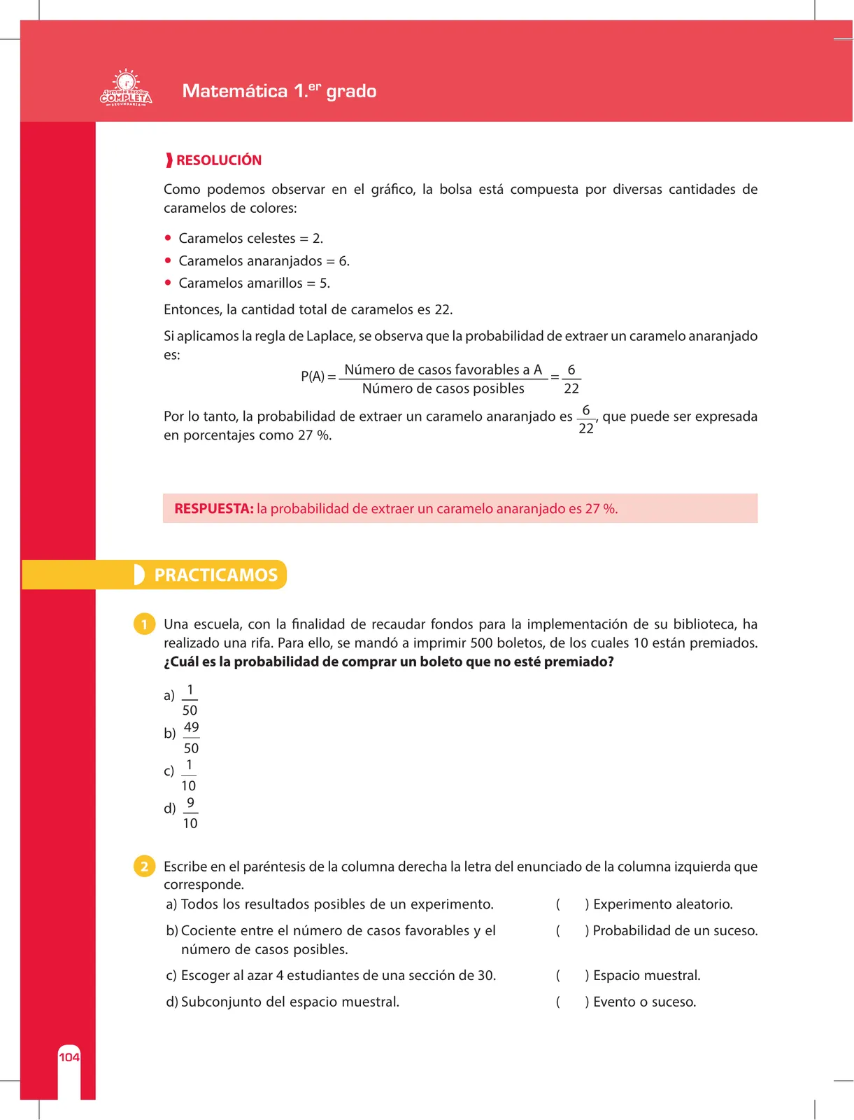 Página 104 de Matemática 1 : cuaderno de reforzamiento pedagógico - JEC · 2016
