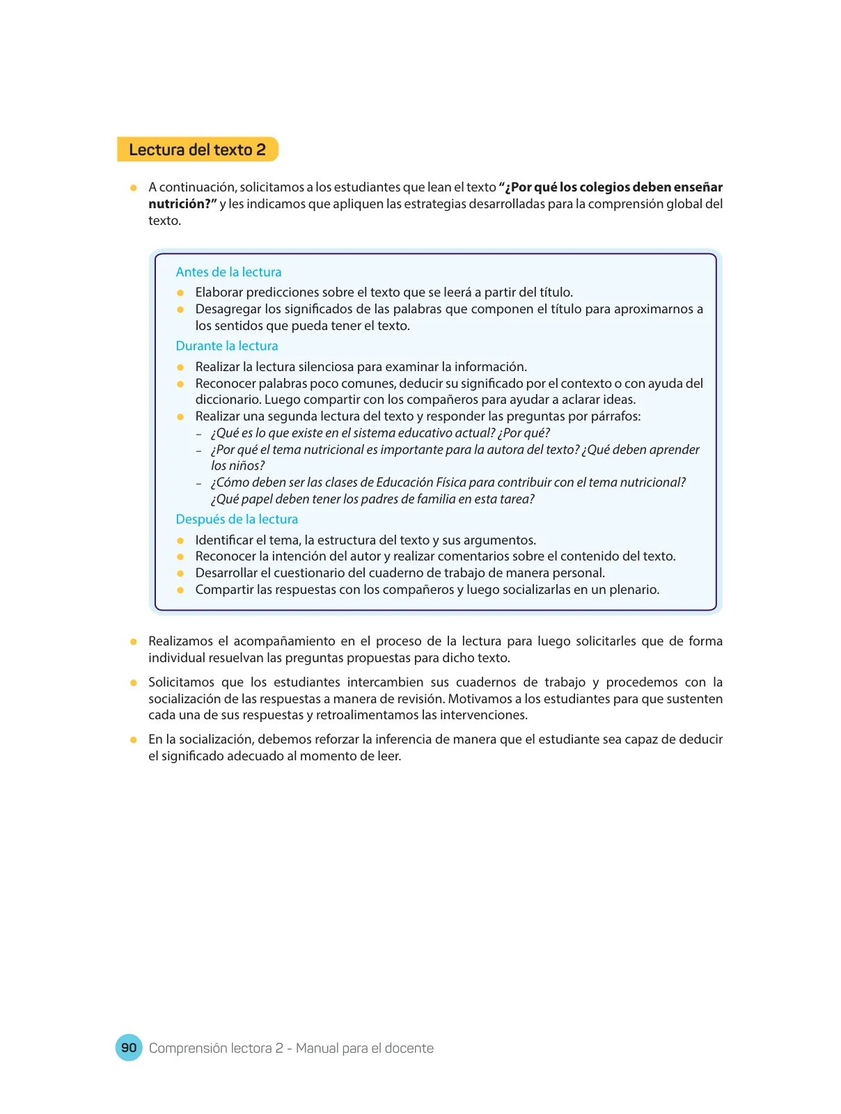 Página 92 de Comprensión lectora : manual para el docente de segundo grado de Secundaria 2018 · 2018