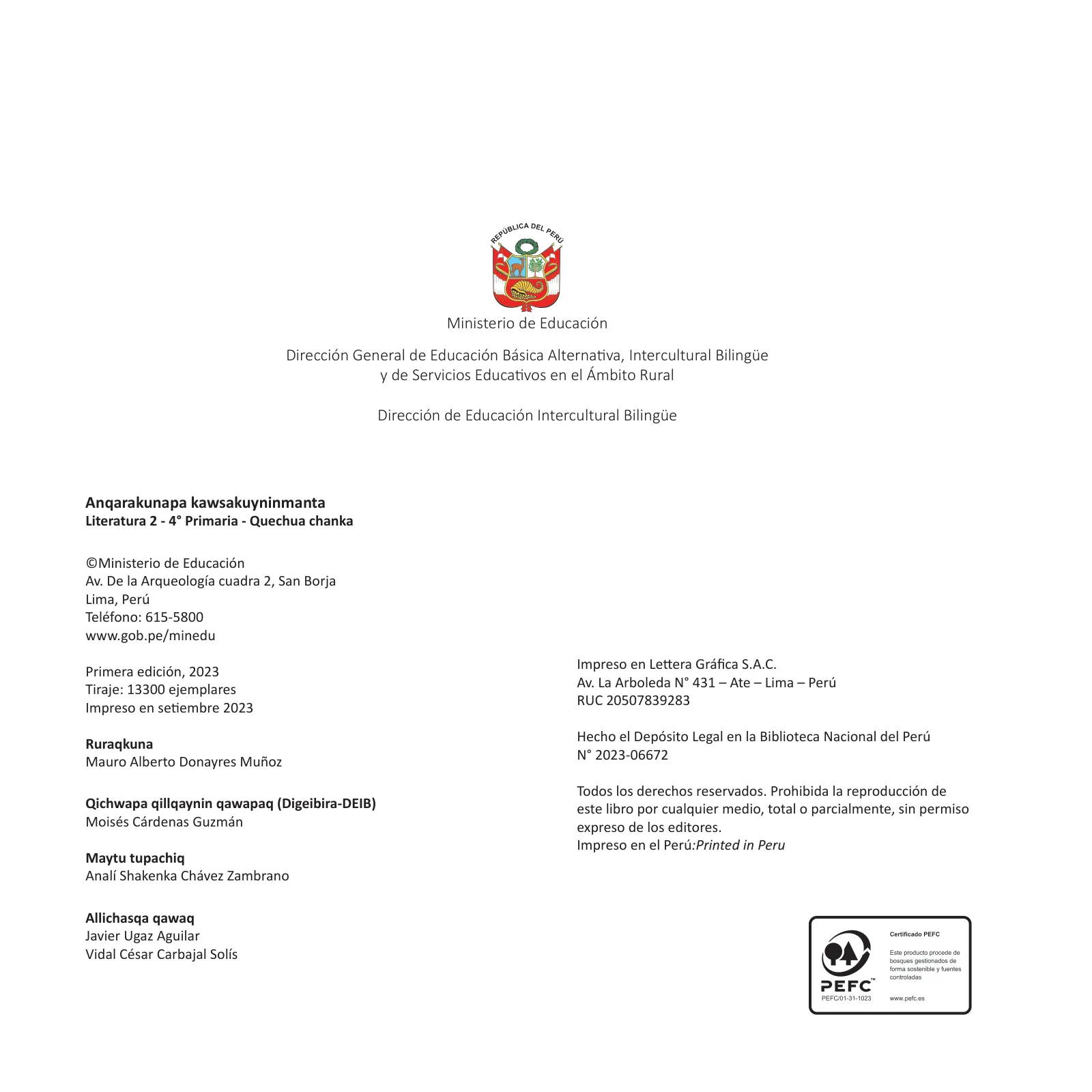 Página 4 de Anqarakunapa kawsakuyninmanta. Literatura 2 - 4° Primaria - Quechua chanka · 2023