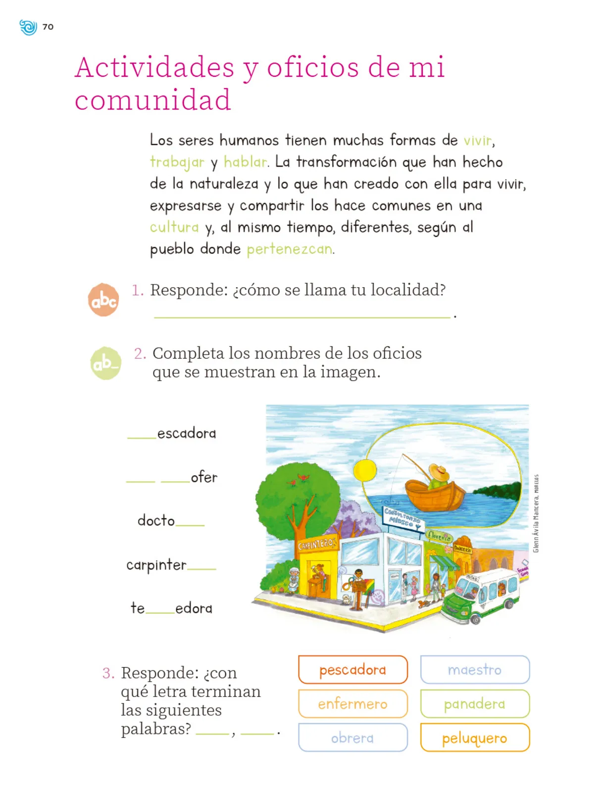 Página 71 de Múltiples lenguajes. Trazos y palabras. Libro de Educación Primaria Grado 1° Ciclo Escolar 2025 - 2026