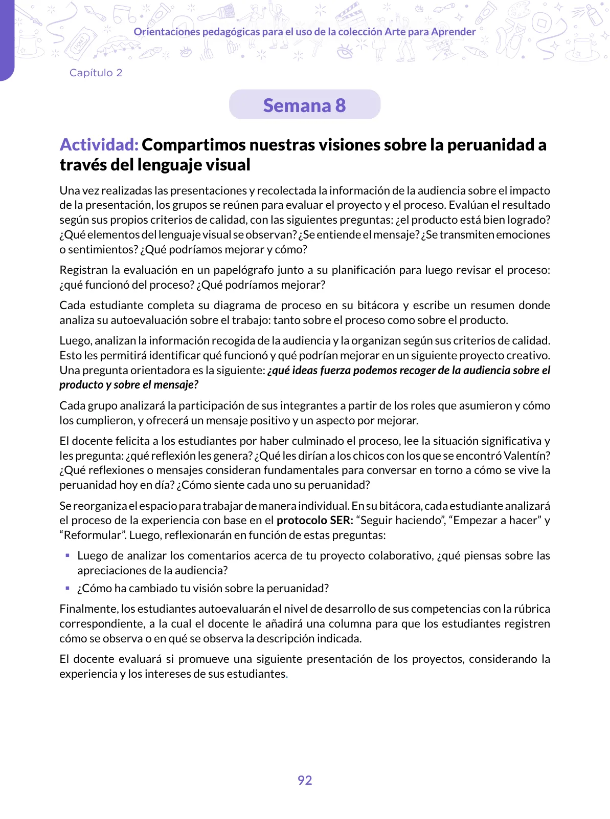 Miniatura página 92 de Orientaciones pedagógicas para el uso de la colección arte para aprender para docentes de Arte y Cultura de Educación Secundaria · 2024