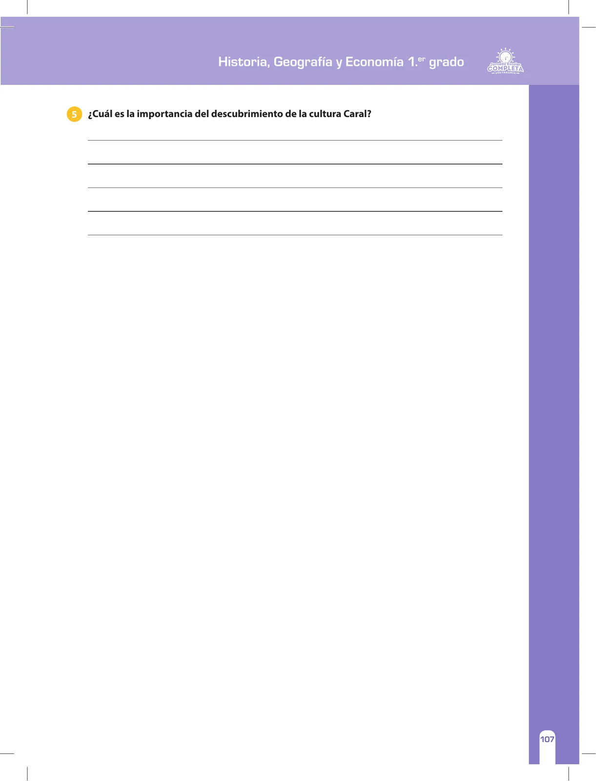 Página 107 de Historia, Geografía y Economía 1 : cuaderno de reforzamiento pedagógico - JEC · 2016