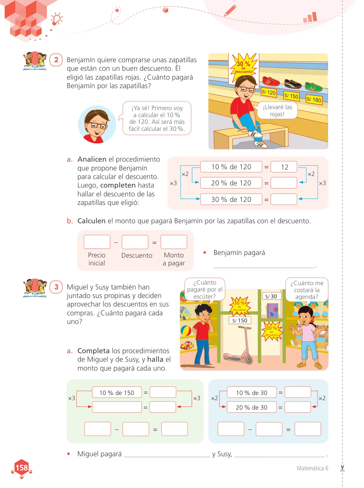 Página 160 de Matemática 6 : cuaderno de trabajo para sexto grado de Educación Primaria 2019 · 2019