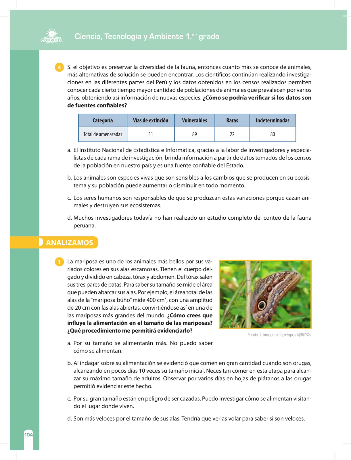 Página 104 de Ciencia, Tecnología y Ambiente 1. Cuaderno de reforzamiento pedagógico - JEC · 2016