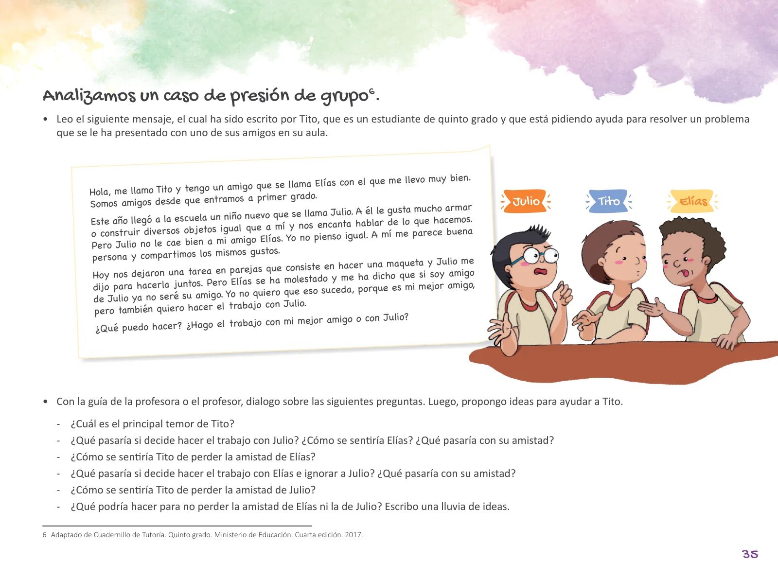 Miniatura página 37 de Cuadernillo de Tutoría Quinto Grado Educación Primaria 2019 · 2019