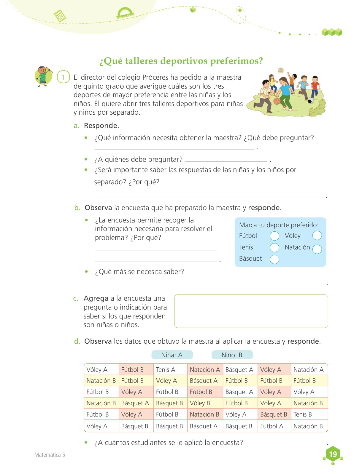 Página 20 de Matemática 5 : cuaderno de trabajo para quinto grado de Educación Primaria 2018 · 2018