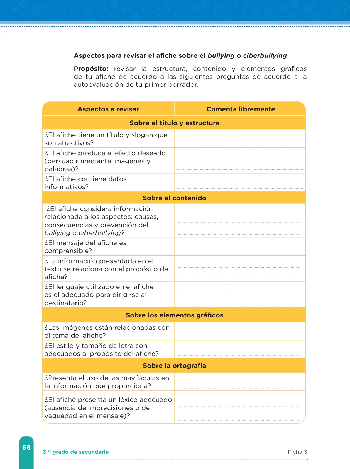 Página 70 de Fichas de aprendizaje de Comunicación 3 · 2024