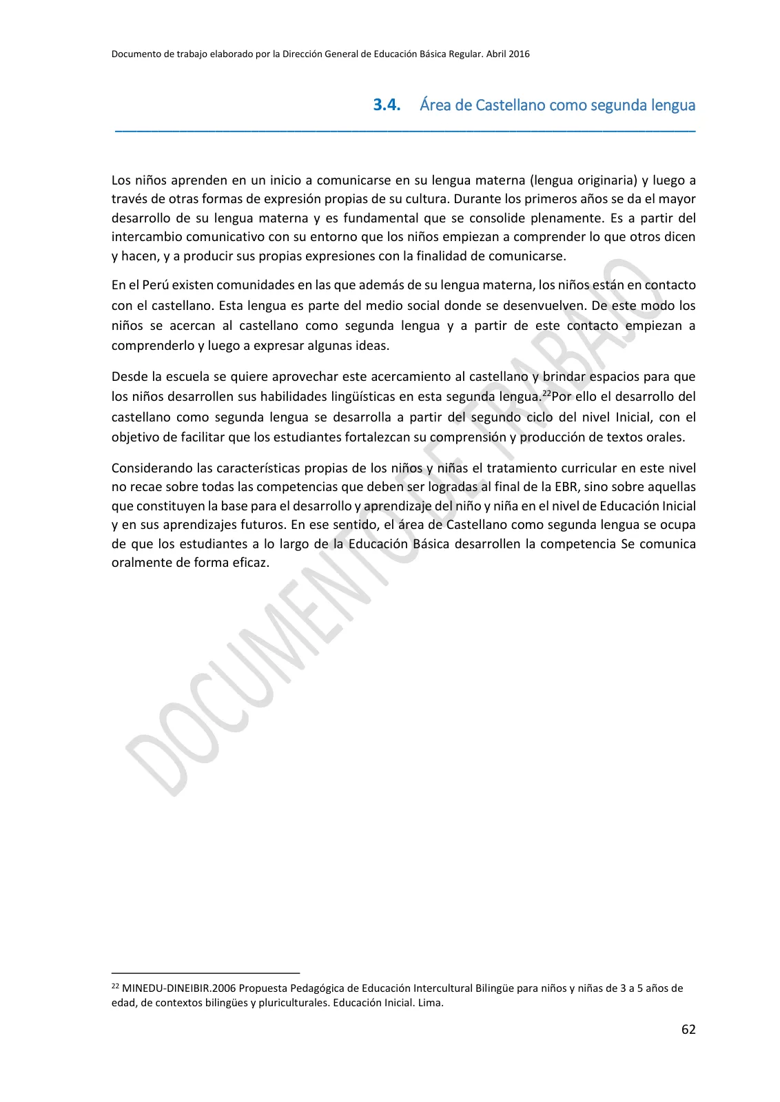 Miniatura página 62 de Programa curricular de Educación Inicial · 2016