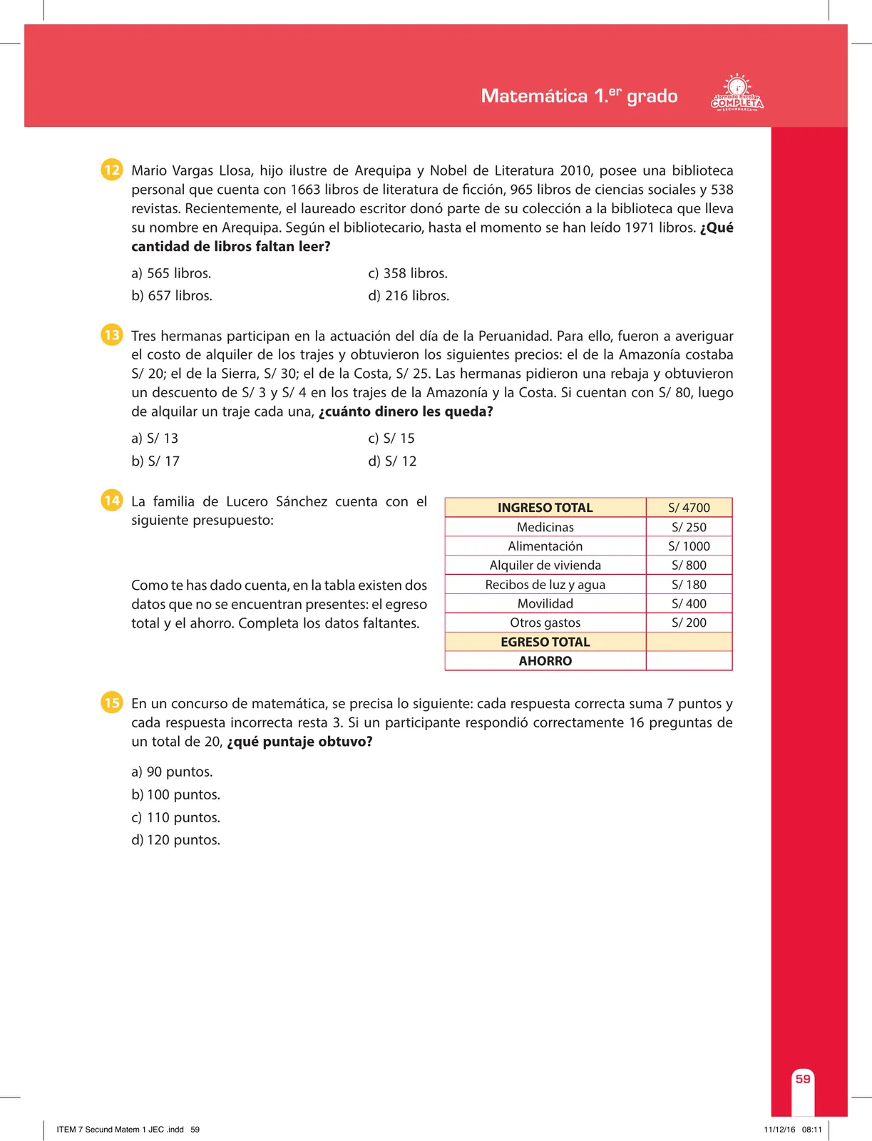Página 59 de Matemática 1 : cuaderno de reforzamiento pedagógico - JEC · 2016