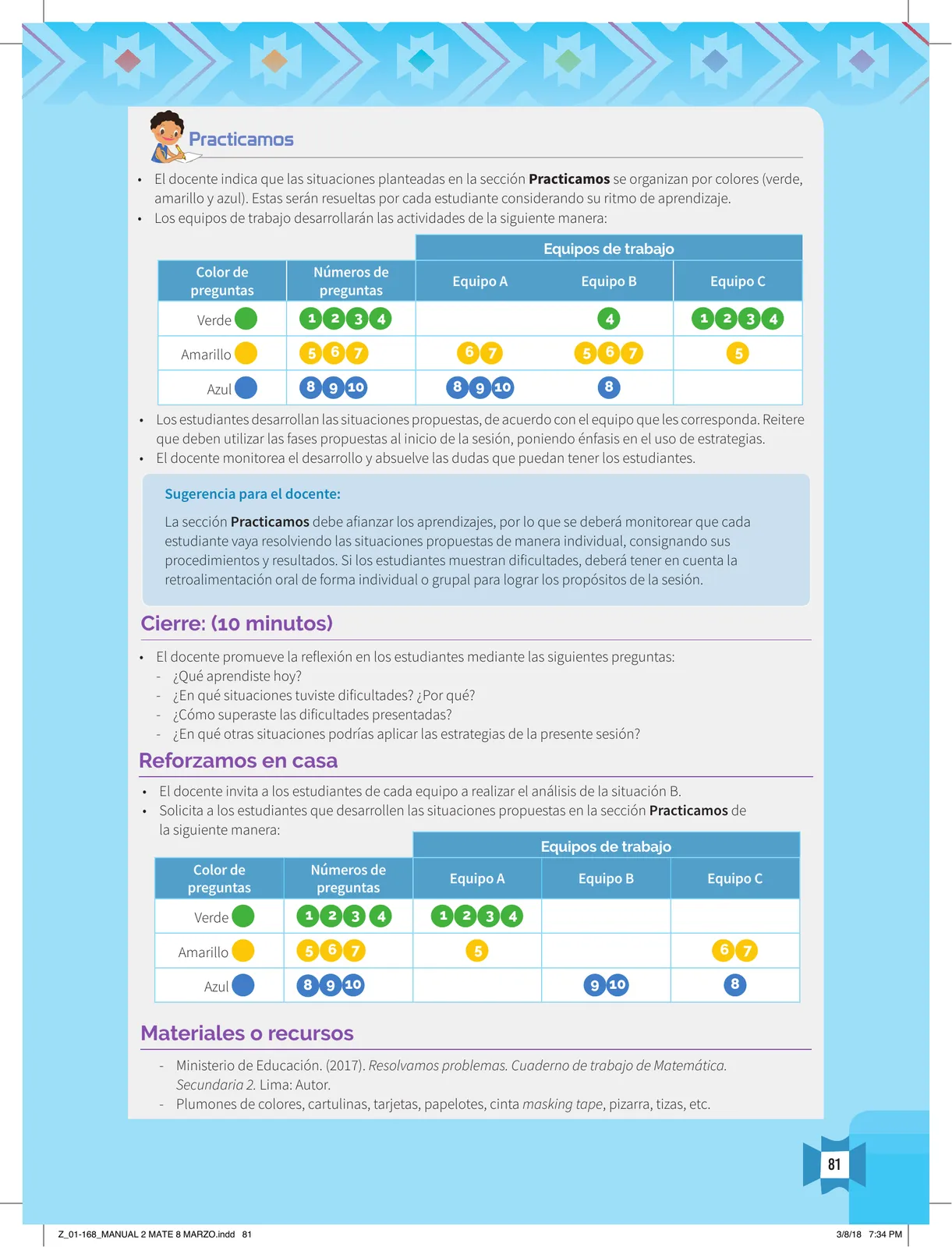 Página 83 de Resolvamos problemas 2 : manual para el docente 2018 · 2018
