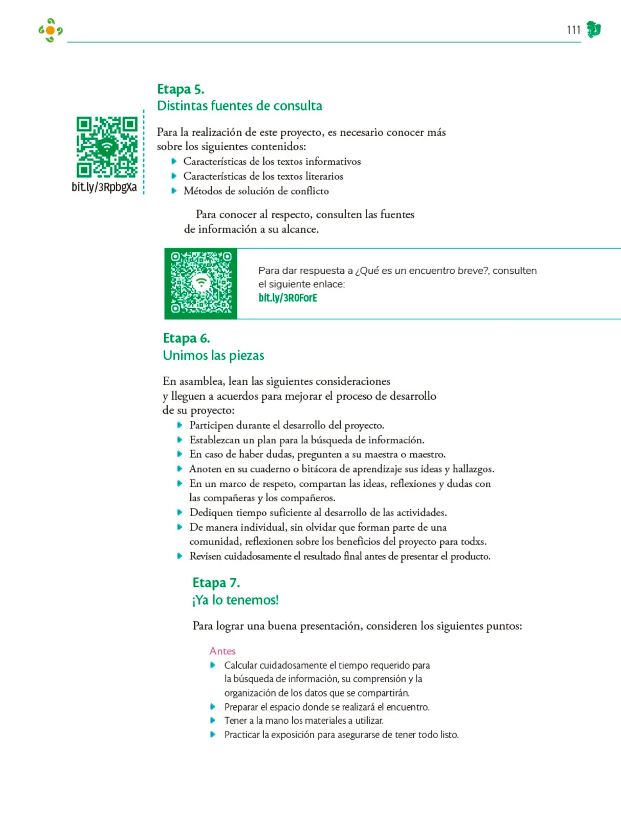 Página 112 de Colección Ximhai. Nuestro libro de Proyectos. Tomo I. Libro de Educación Telesecundaria Grado 1° Ciclo Escolar 2025 - 2026