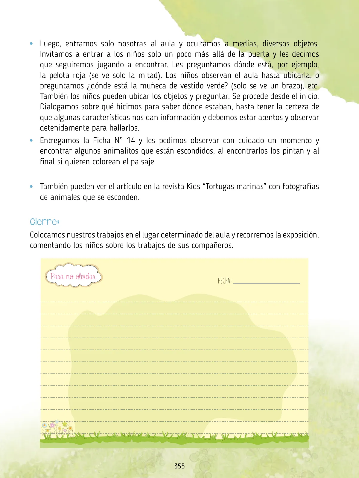 Miniatura página 357 de Agenda pedagógica 2017-2018 para docentes de II Ciclo de Instituciones de nivel de Educación Inicial · 2017