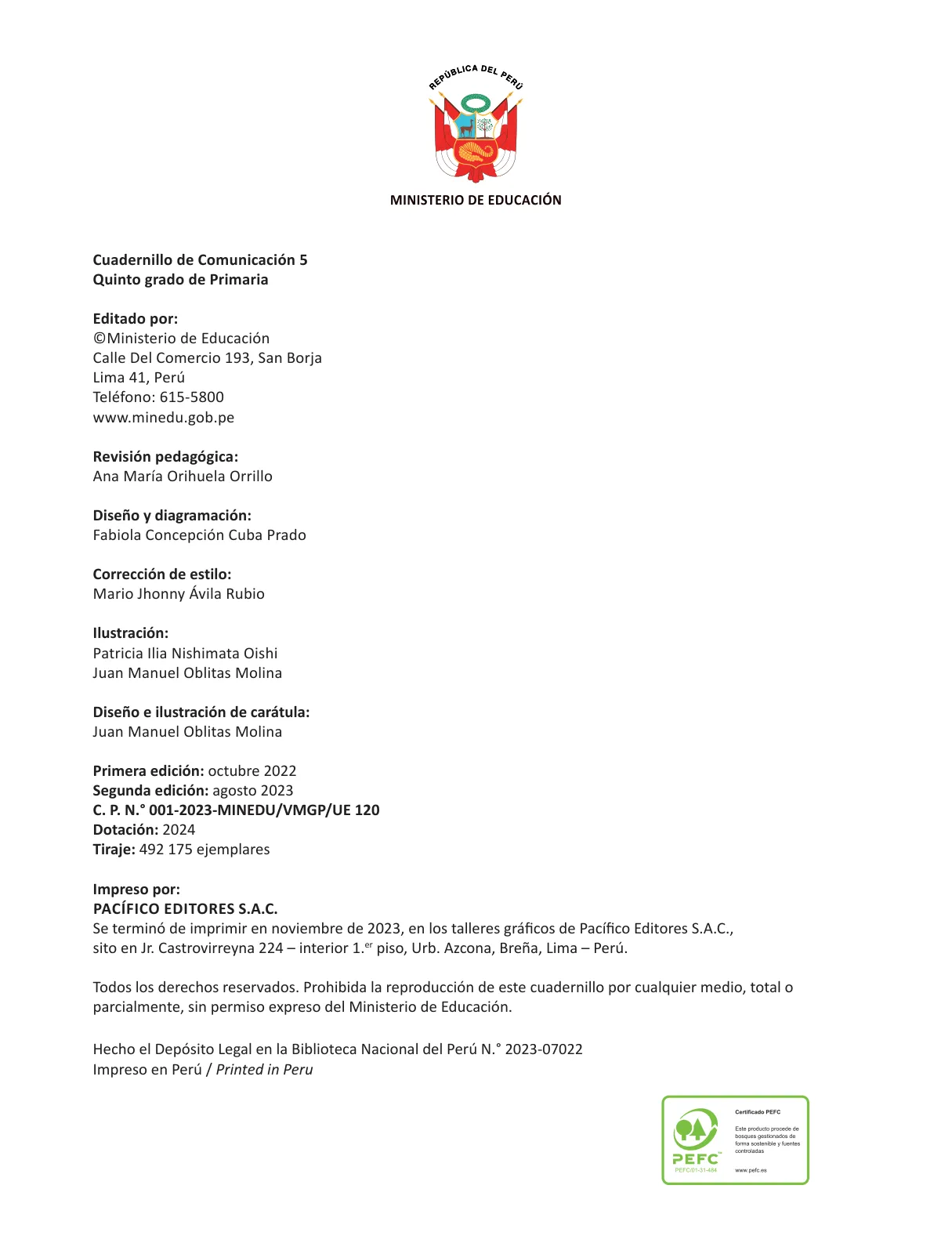Miniatura página 4 de Cuadernillo de Comunicación 5, quinto grado de Primaria · 2023