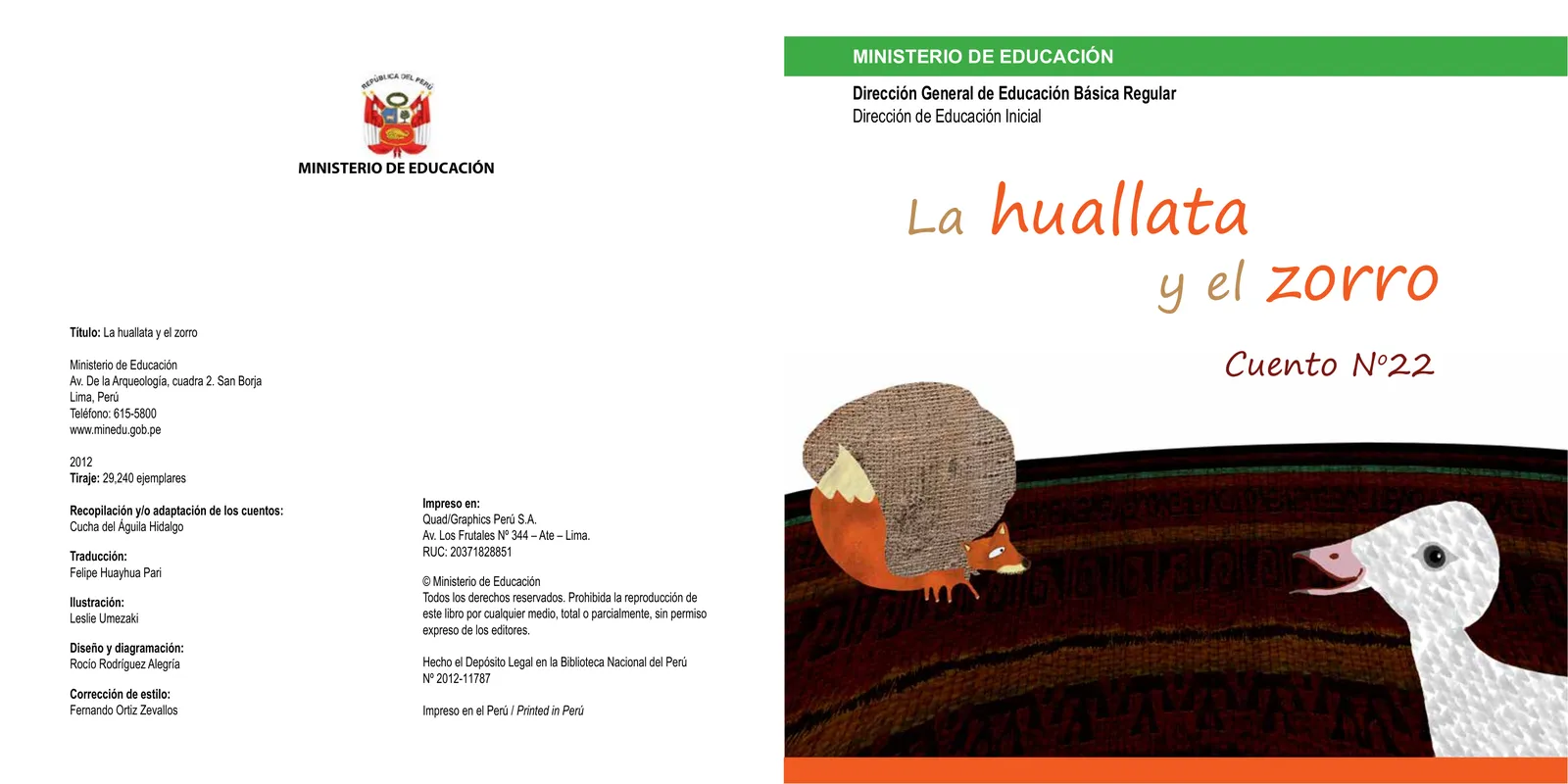 Página 3 de La huallata y el zorro. Cuento No. 22 · 2012