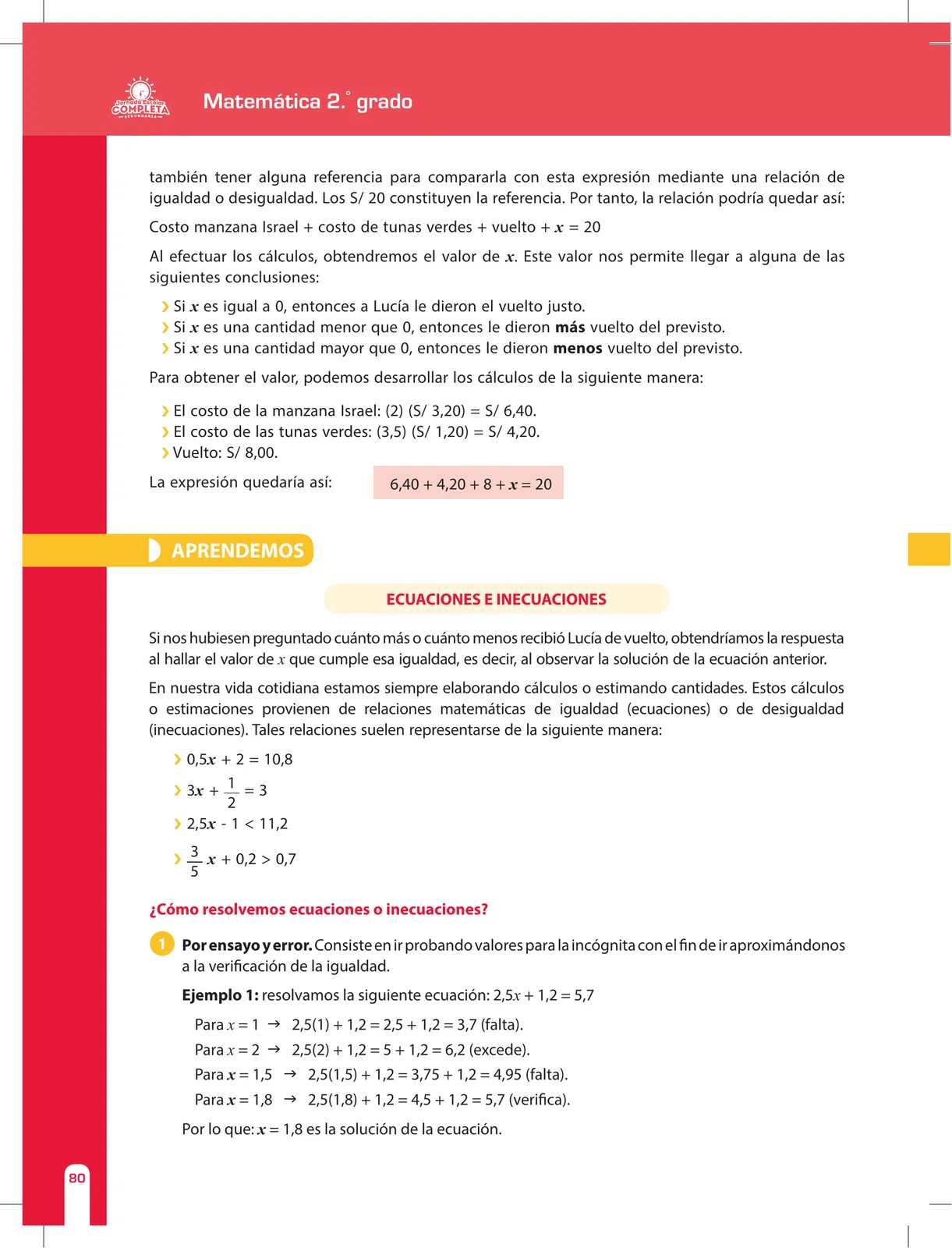 Miniatura página 80 de Matemática 2 : cuaderno de reforzamiento pedagógico - JEC · 2016