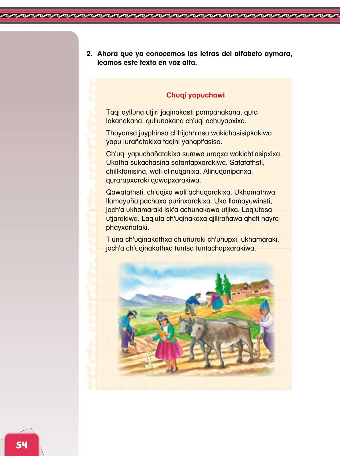 Miniatura página 56 de Aymara arutha chiqapa qillqañataki panka = Manual de escritura Aimara · 2021