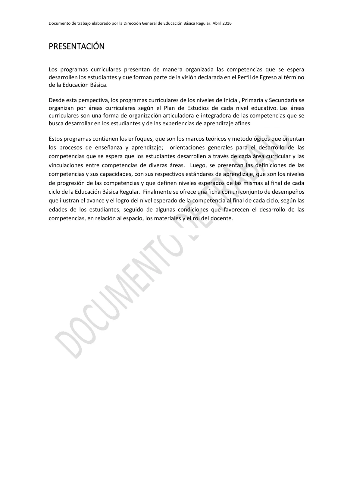 Miniatura página 3 de Programa curricular de Educación Inicial · 2016