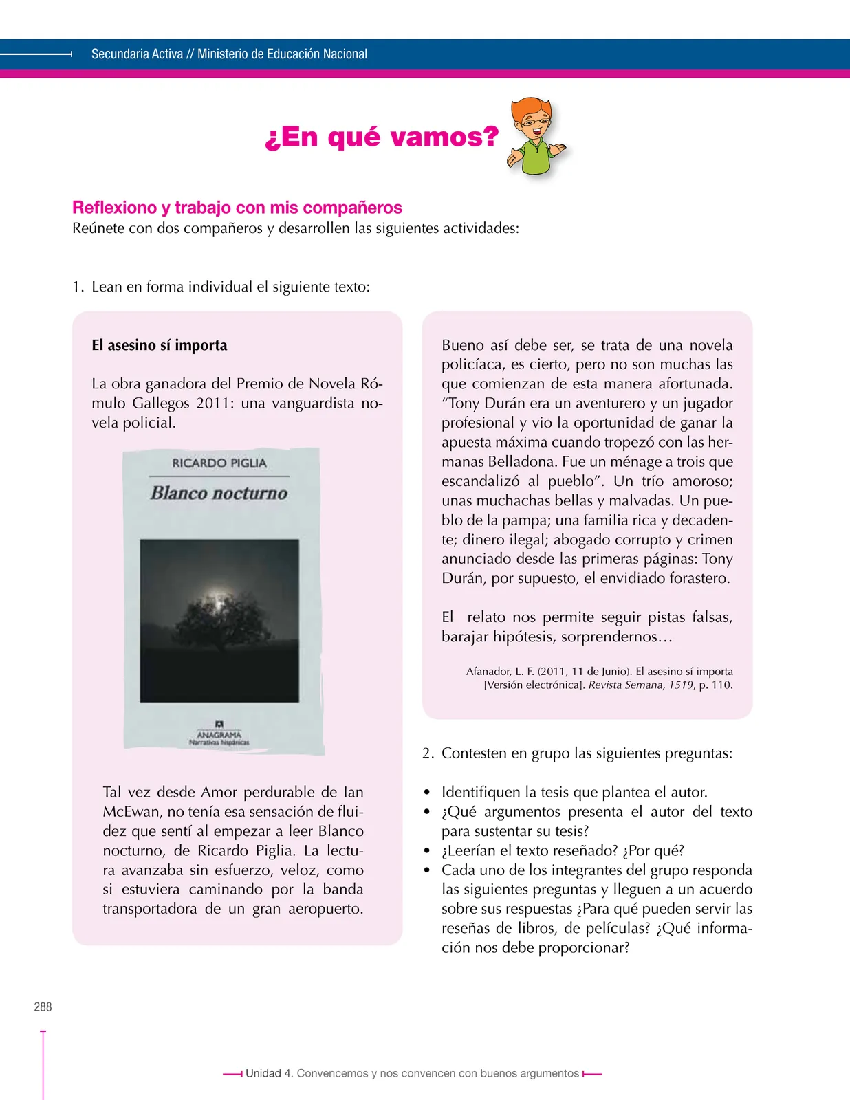Página 288 de Lenguaje 9° · Secundaria Activa