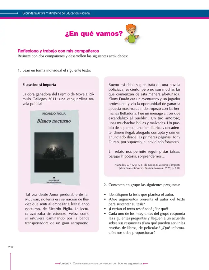 Página 288 de Lenguaje 9° · Secundaria Activa