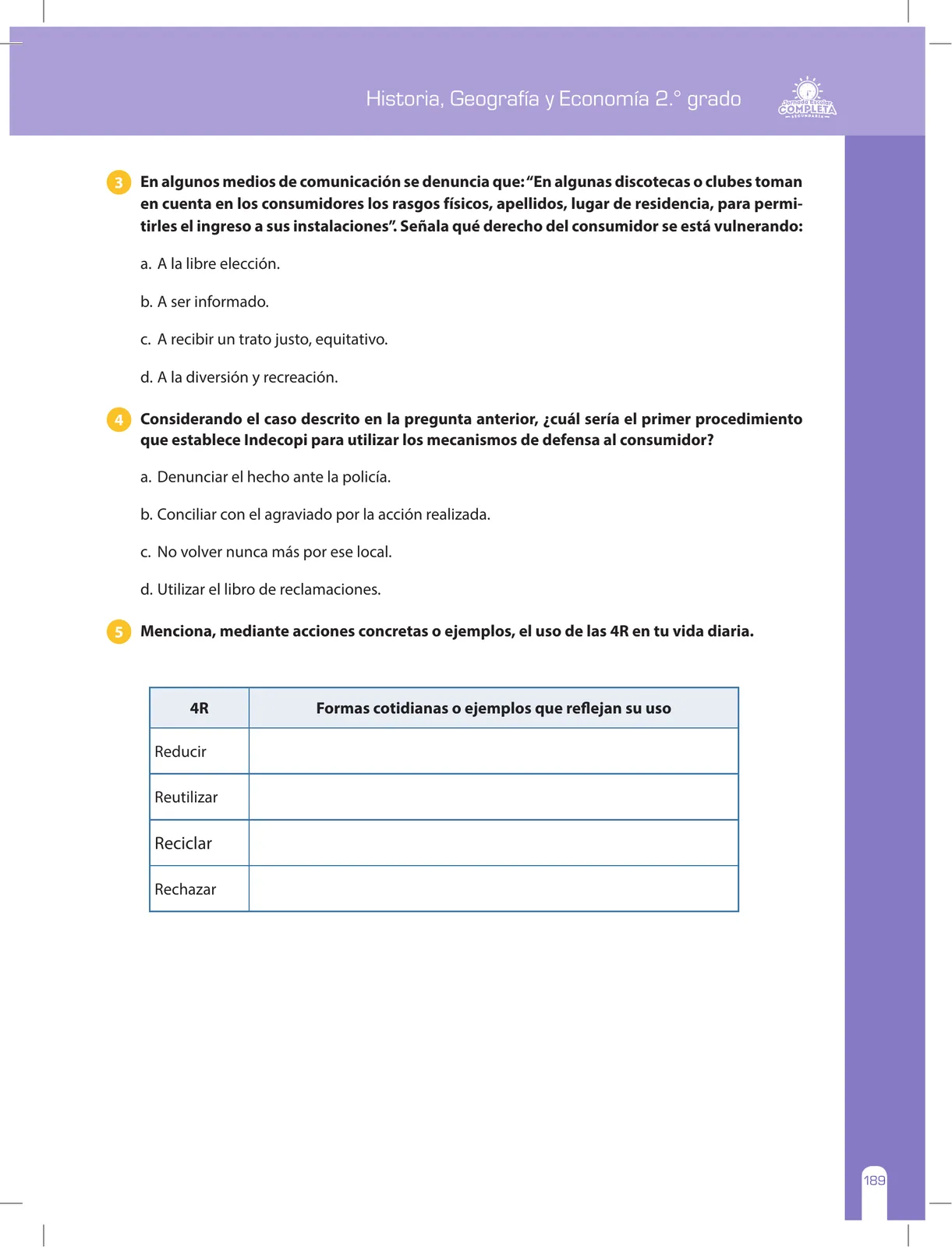 Página 189 de Historia, Geografía y Economía 2 : cuaderno de reforzamiento pedagógico - JEC ﻿ · 2016