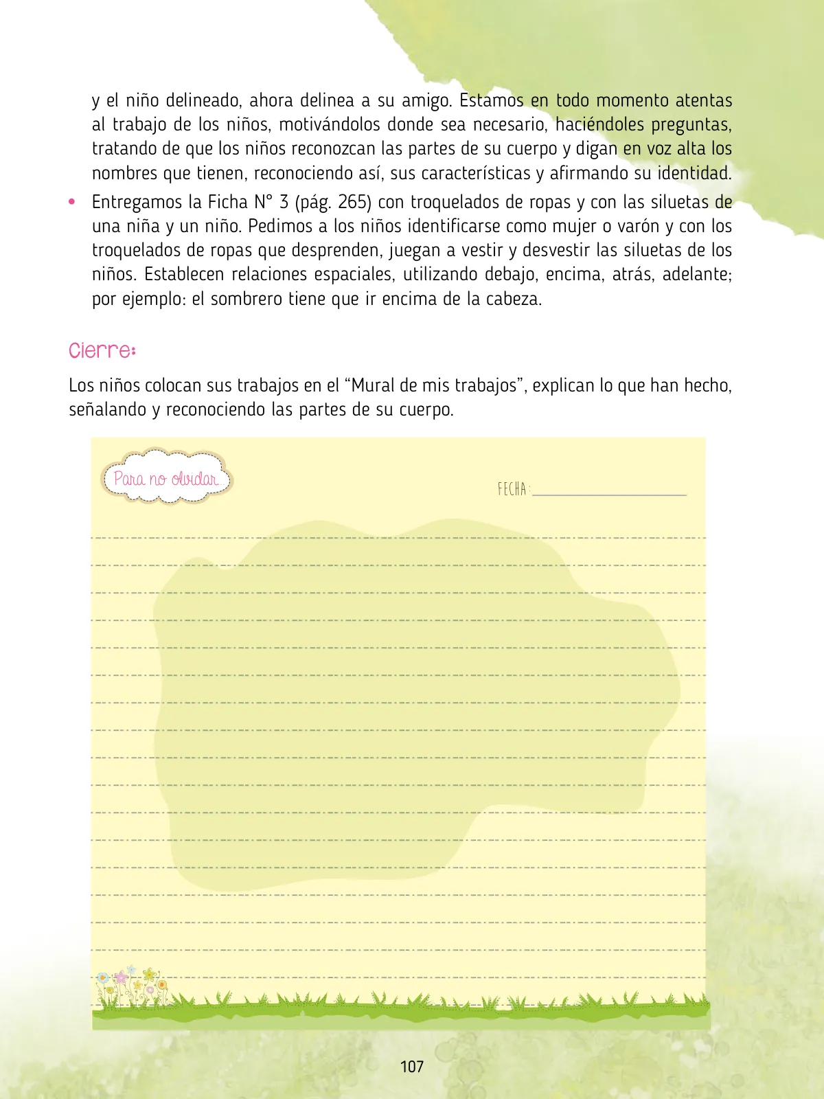 Página 109 de Agenda pedagógica 2017-2018 para docentes de II Ciclo de Instituciones de nivel de Educación Inicial · 2017