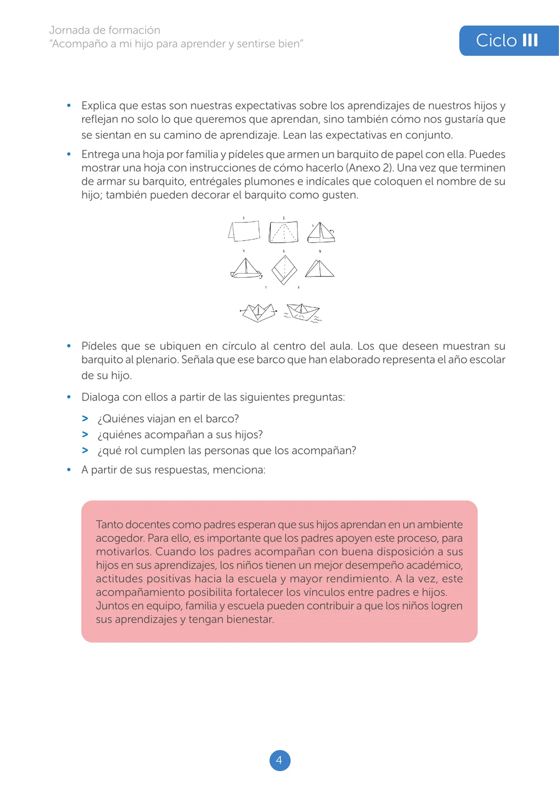 Página 4 de Jornada de formación “Acompaño a mi hijo para aprender y sentirse bien” : ciclo III · 2025