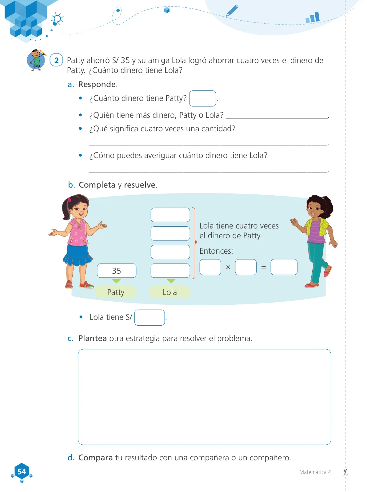Página 56 de Matemática 4 : cuaderno de trabajo para cuarto grado de Educación Primaria 2019 · 2019