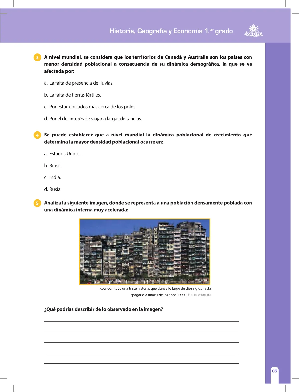 Página 85 de Historia, Geografía y Economía 1 : cuaderno de reforzamiento pedagógico - JEC · 2016