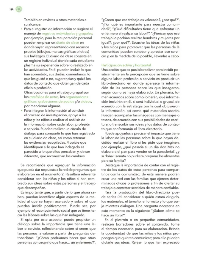 Página 145 de Modalidades de trabajo para la acción transformadora y el codiseño Libro de Educación Preescolar Grado 1°, 2°, 3° Ciclo Escolar 2025 - 2026