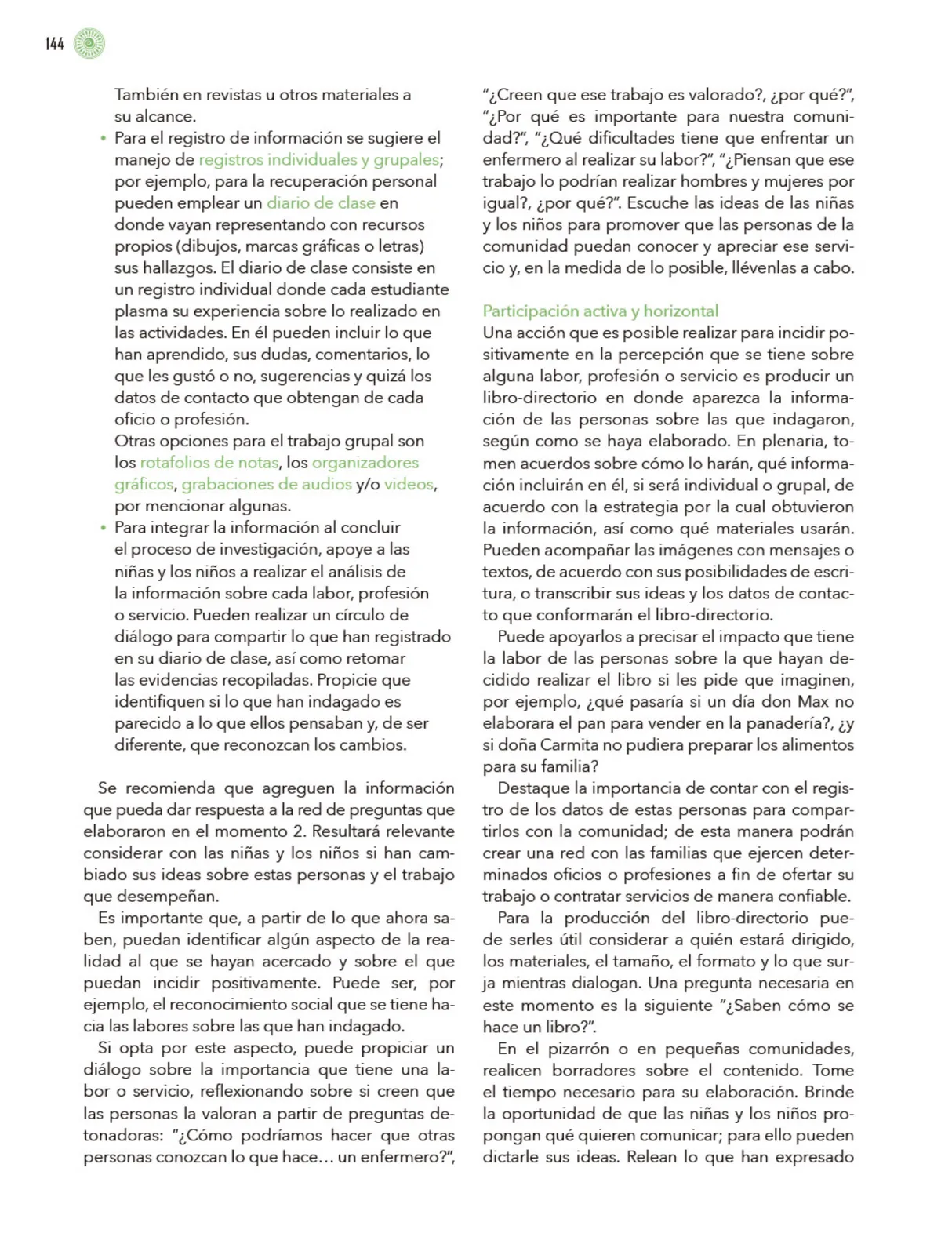 Miniatura página 145 de Modalidades de trabajo para la acción transformadora y el codiseño  Libro de Educación Preescolar Grado 1°, 2°, 3°  Ciclo Escolar 2025 - 2026