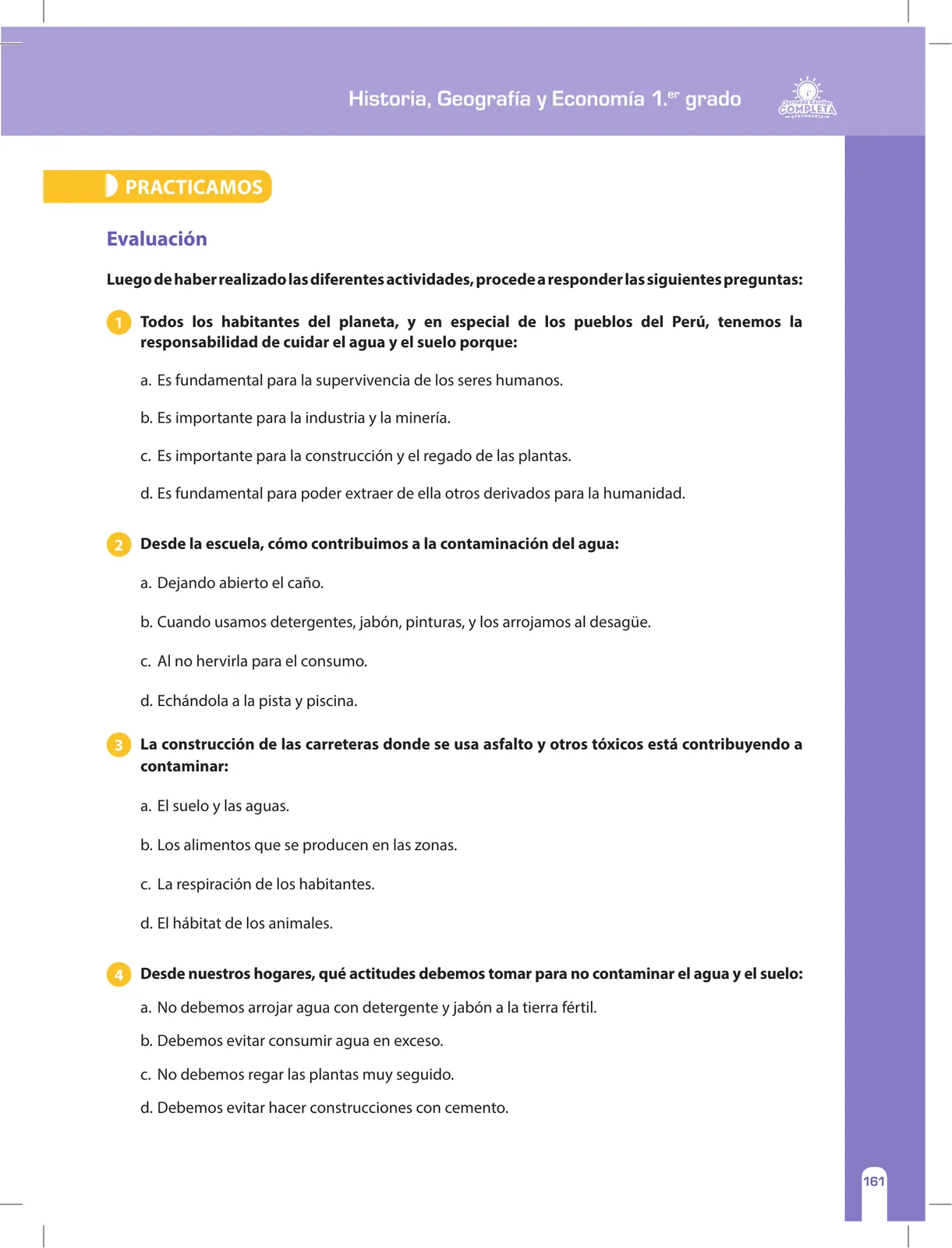 Página 161 de Historia, Geografía y Economía 1 : cuaderno de reforzamiento pedagógico - JEC · 2016