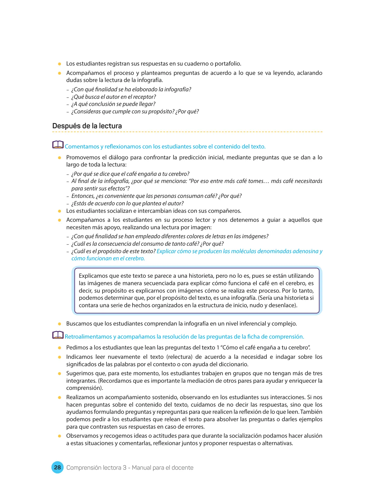Página 30 de Comprensión lectora : manual para el docente de tercer grado de Secundaria 2018 · 2018