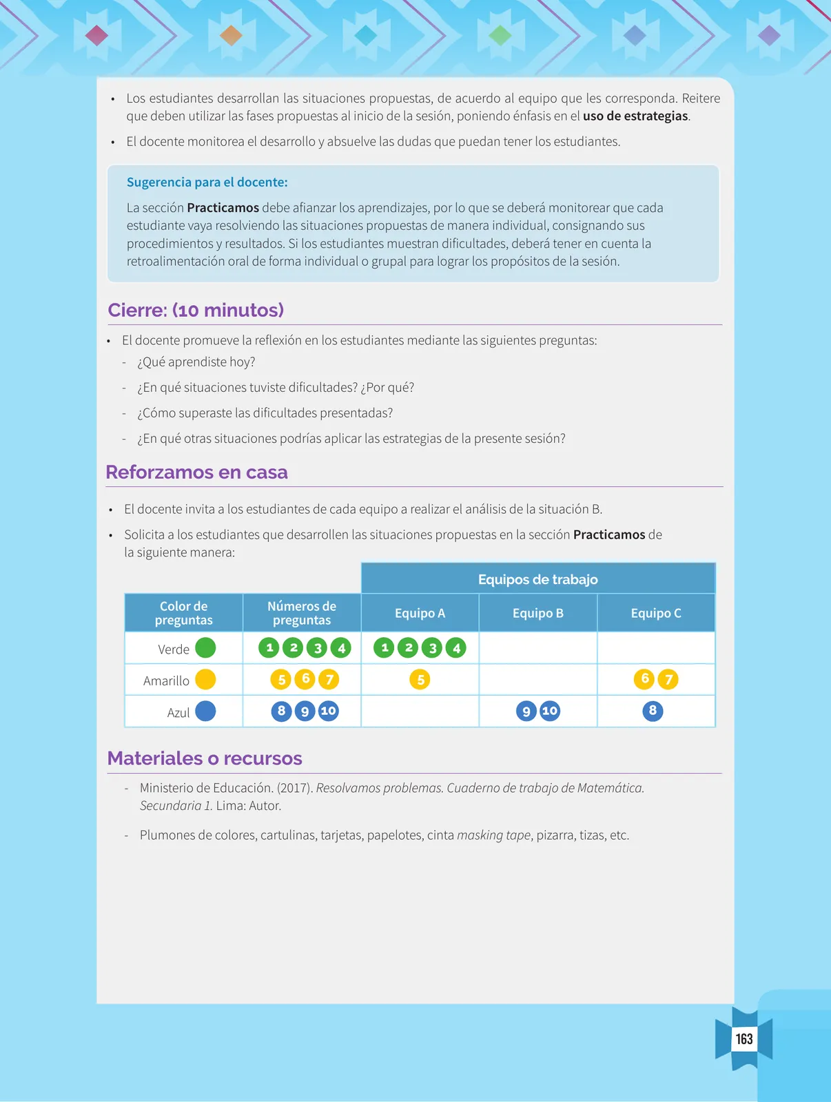 Página 165 de Resolvamos problemas 1 : manual para el docente 2018 · 2018