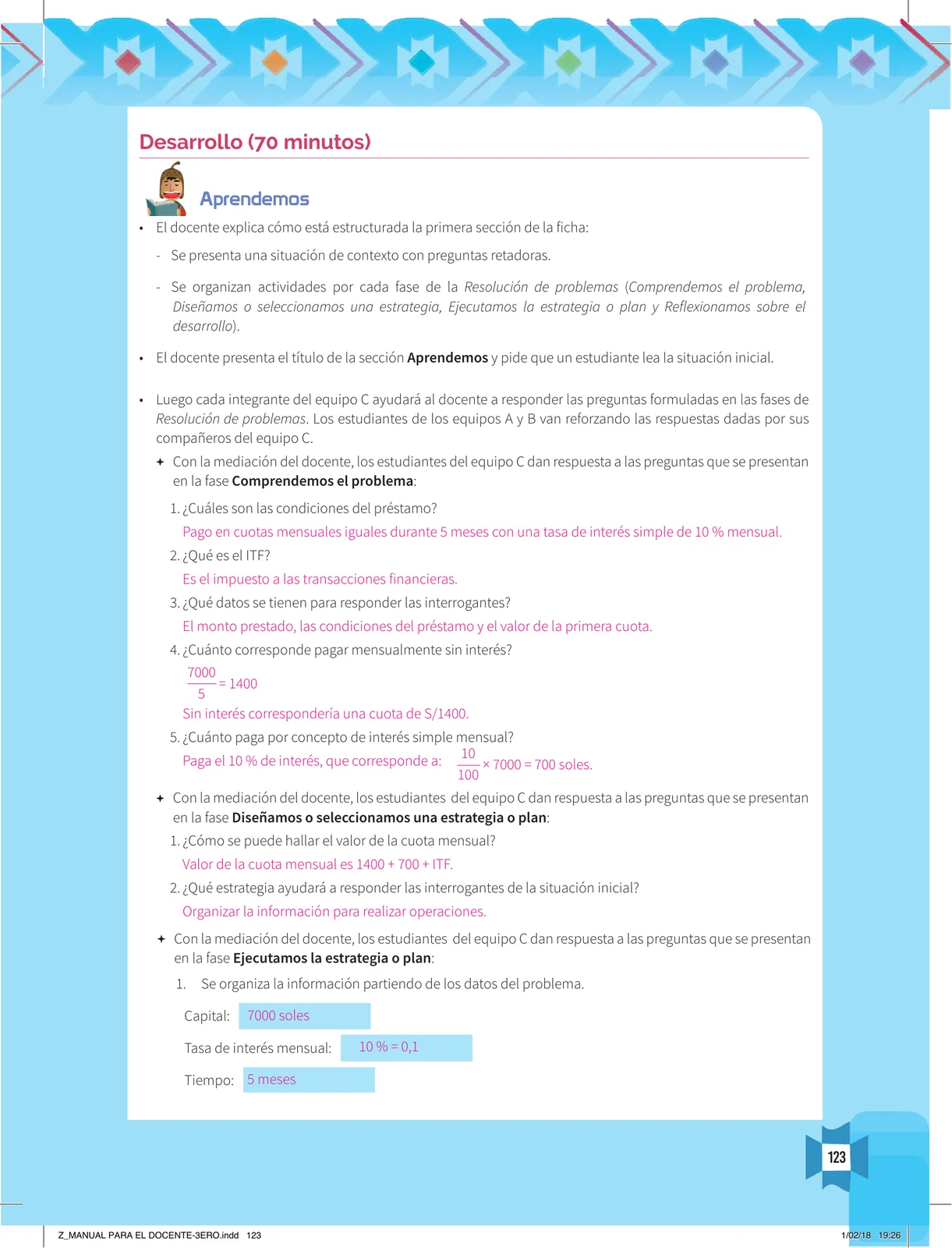 Página 125 de Resolvamos problemas 3 : manual para el docente 2018 · 2018