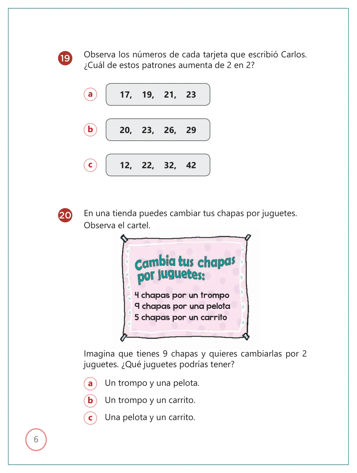 Miniatura página 6 de Kit de evaluación Proceso 2 Demostrando lo que aprendimos : Matemática, segundo trimestre, ﻿Segundo grado - Primaria · 2019