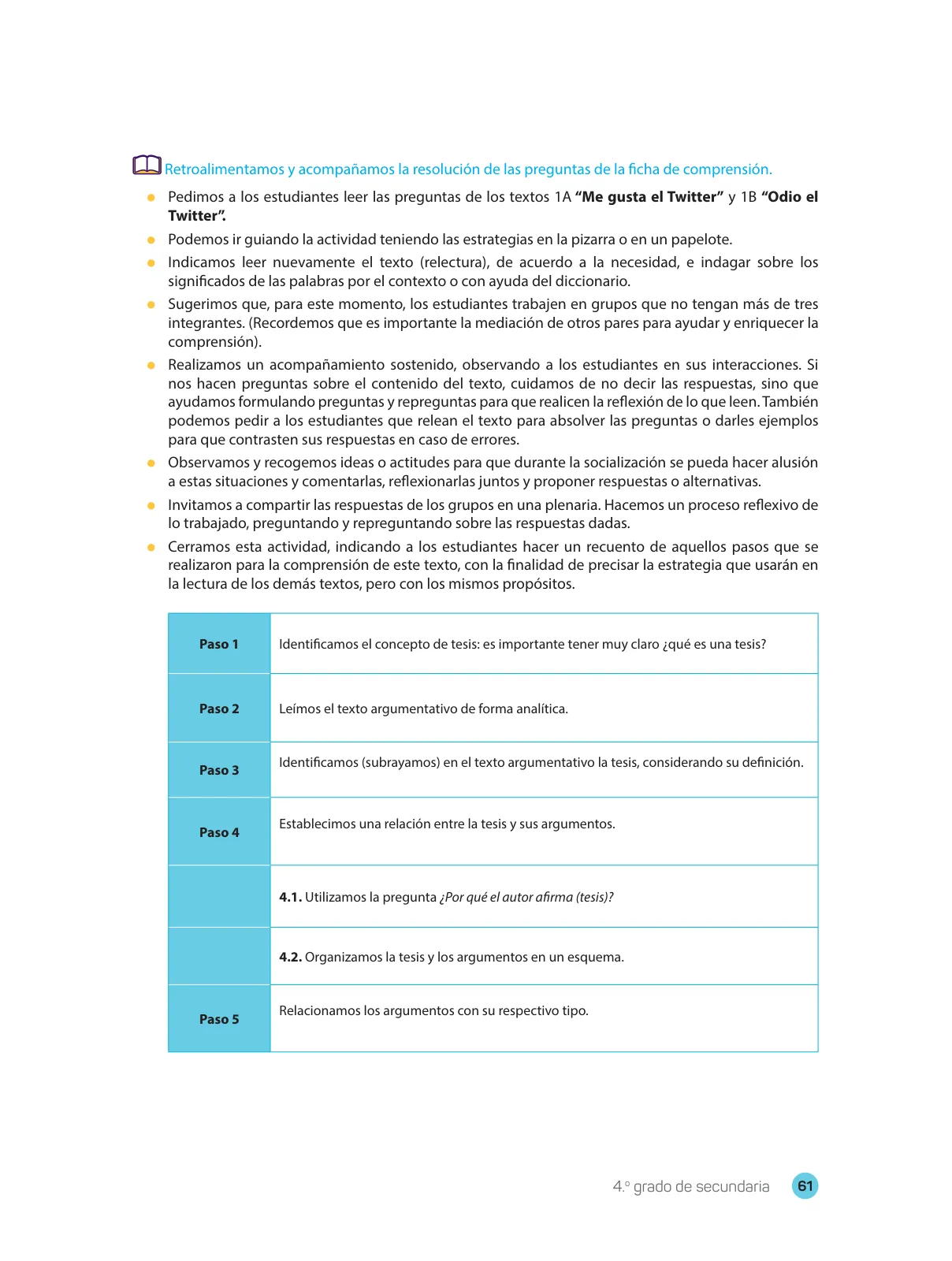 Miniatura página 63 de Comprensión lectora : manual para el docente de cuarto grado de Secundaria 2018 · 2018