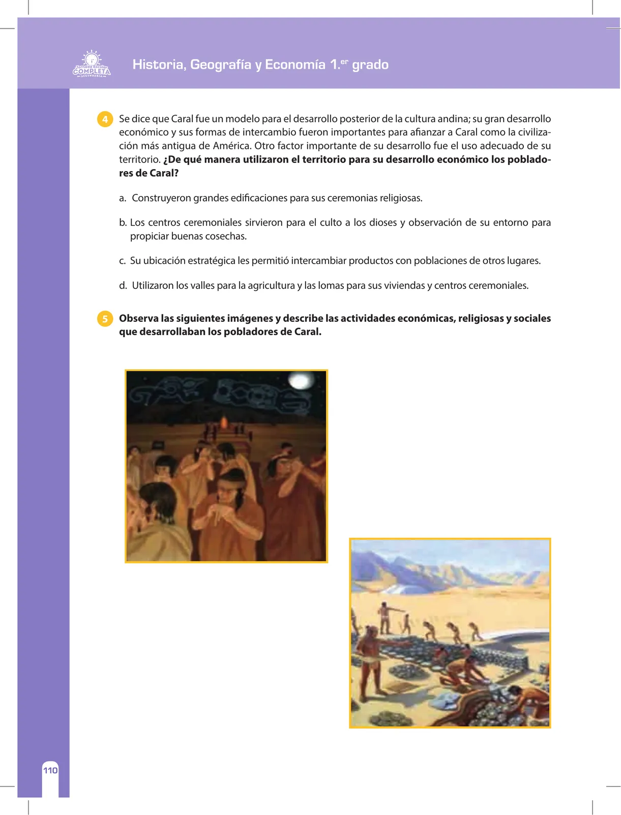 Miniatura página 110 de Historia, Geografía y Economía 1 : cuaderno de reforzamiento pedagógico - JEC · 2016
