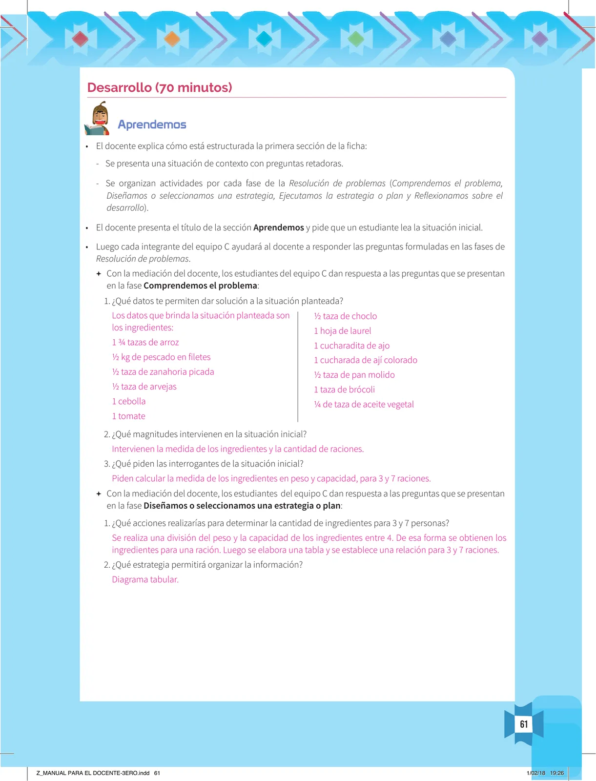 Página 63 de Resolvamos problemas 3 : manual para el docente 2018 · 2018