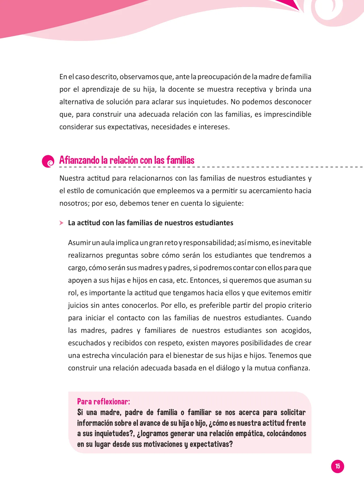 Miniatura página 17 de Guía para el trabajo docente con las familias del ciclo III de Primaria · 2016