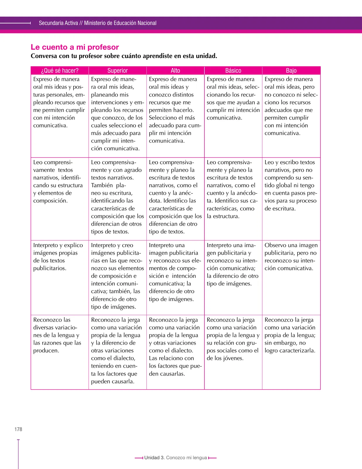 Miniatura página 178 de Lenguaje 6° · Secundaria Activa