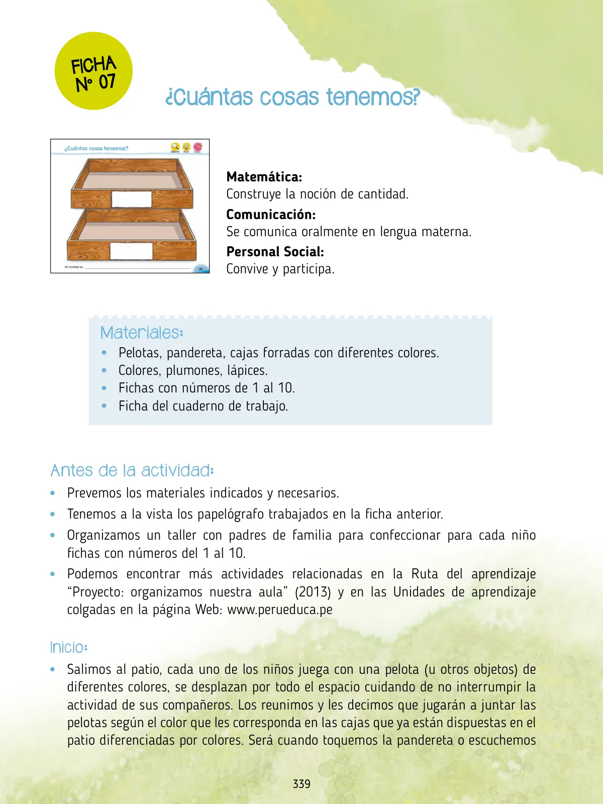 Página 341 de Agenda pedagógica 2017-2018 para docentes de II Ciclo de Instituciones de nivel de Educación Inicial · 2017